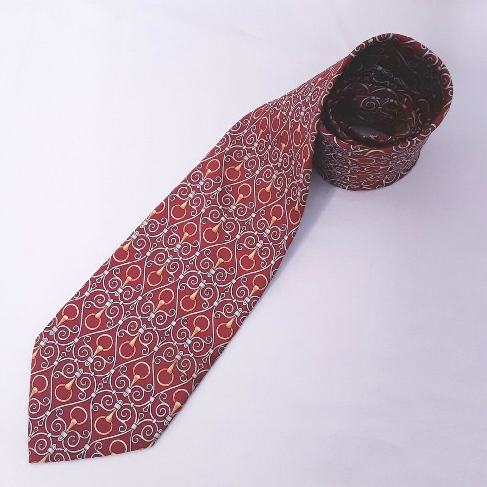 Vintage Paolo Gucci Designed Men’s Rust Silver Gold Ornate Necktie